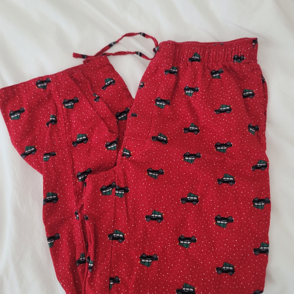 Lands' End Red Pajama Bottoms with Car Print